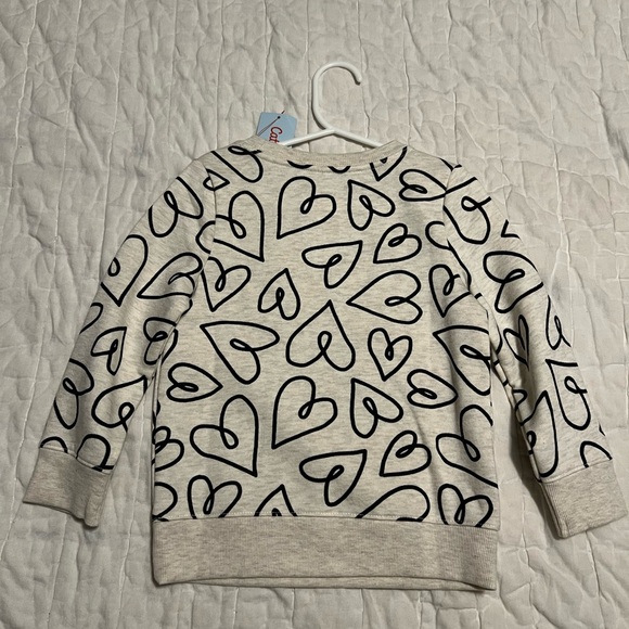 Cat & Jack 3T white gray cream Heather Heart crew Sweatshirt valentines boy girl - Picture 4 of 4